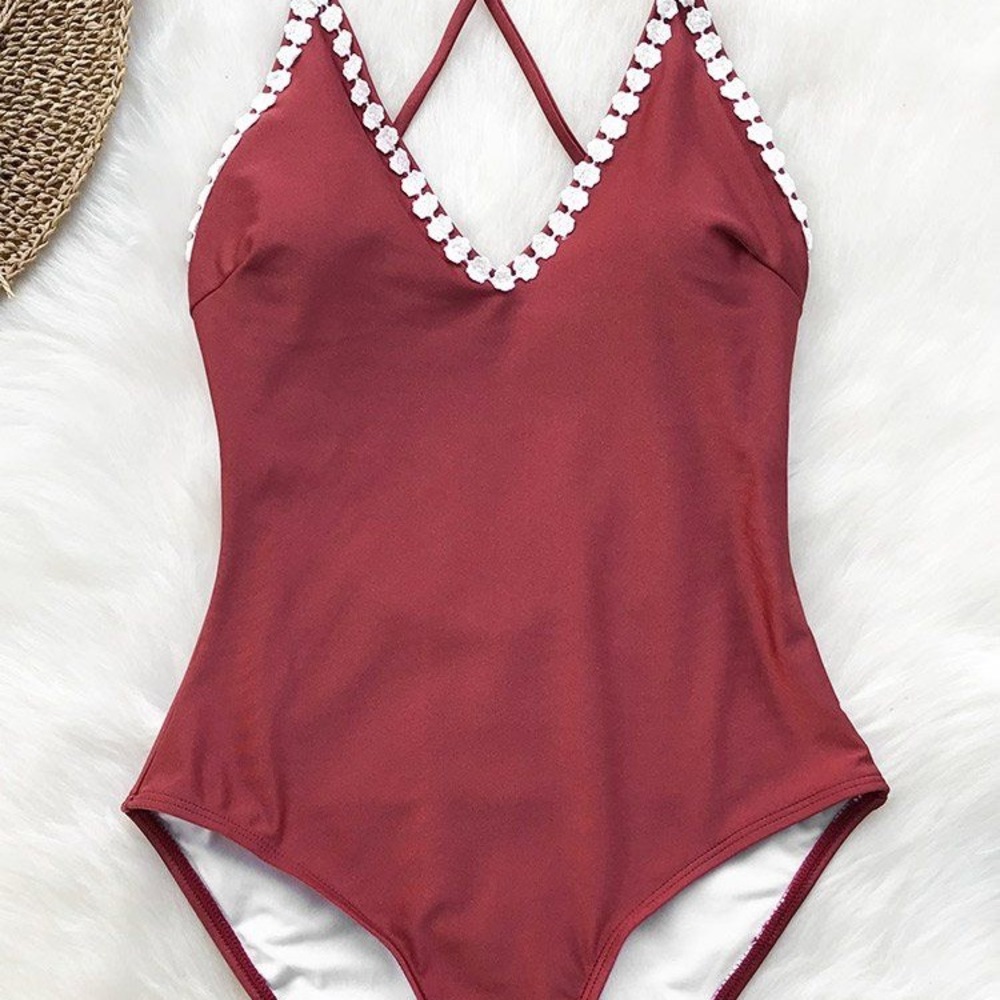 Cupshe one piece burgundy swimsuit XL